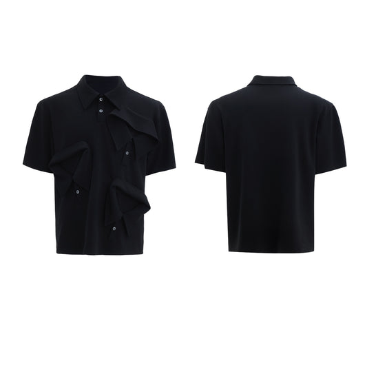 Polo Deconstruido de Algodón con Cuello Múltiple - Manga Corta - Image 3