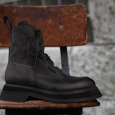 Botas de Cuero para Hombre Plataforma Mid Top Estilo Tendencia - Image 10