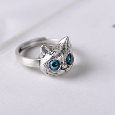Anillo de Plata Estilo Retro Gatito Vintage - Image 3