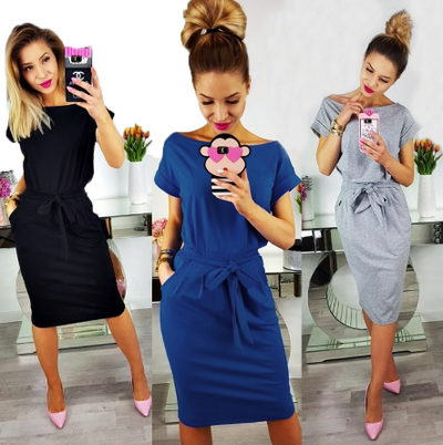 Vestido Midi Casual de Algodón para Mujer - Talla Grande, Manga Corta, Bolsillos - Image 27