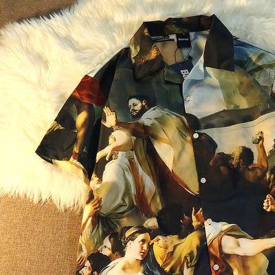 Camisa Hawaiana Retro con Estampado Óleo Artístico - Unisex Oversize Street Hip-Hop - Image 10