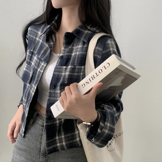 Camisa Cuadrille Oversized de Manga Corta - Image 9