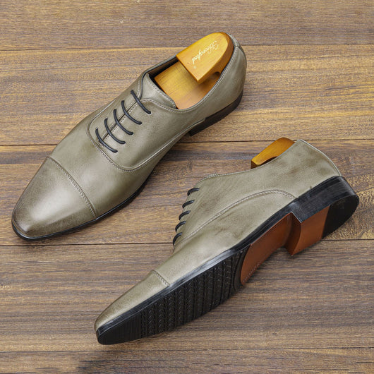 Zapatos Oxford Puntiagudos de Cuero Premium - Estilo Clásico Británico para Hombre