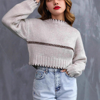 Suéter Corto Holgado Casual Estilo Estadounidense para Mujer - Image 10