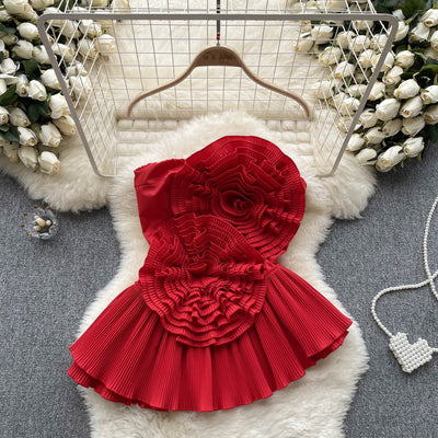 Blusa Vacacional Floral Ajustada con Diseño Asimétrico de Hoja de Loto - Image 4