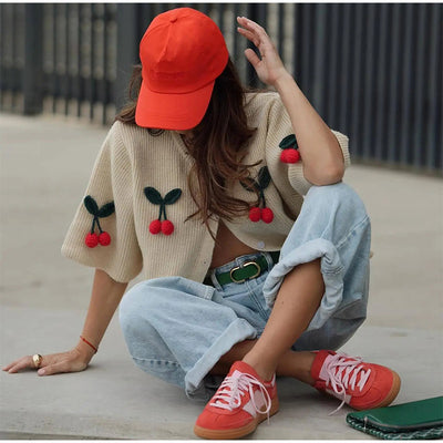 Cardigan Tejido Floral 3D Cuello Redondo Manga Corta - Image 22