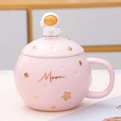 Taza Cerámica Astronauta con Tapa y Cuchara - Diseño Planeta - Image 13
