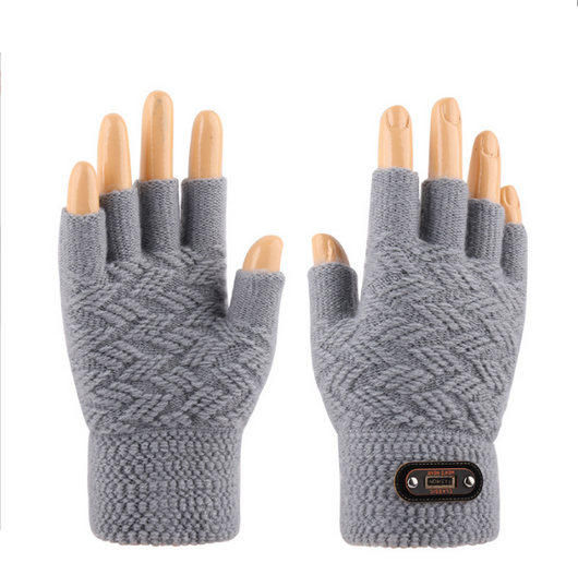 Guantes Hombre Medios Dedos Táctiles Cálidos Tejidos - Image 4