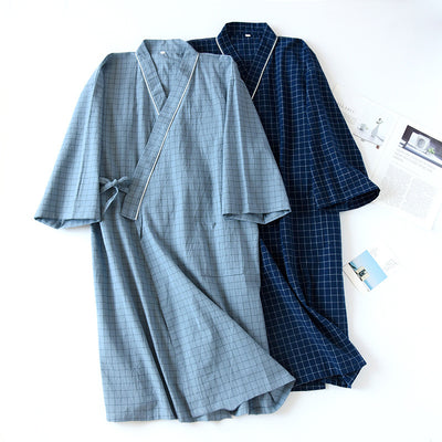 Bata Kimono Japonesa de Algodón Gasa para Hombre - Primavera Verano - Image 3