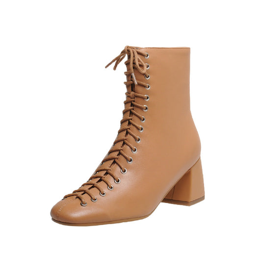 Botas Martin Retro Románticas con Cordones y Tacón Grueso Alto - Image 6