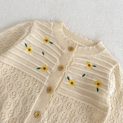 Cardigan Hueco con Flores Bordadas y Protección Solar - Image 4