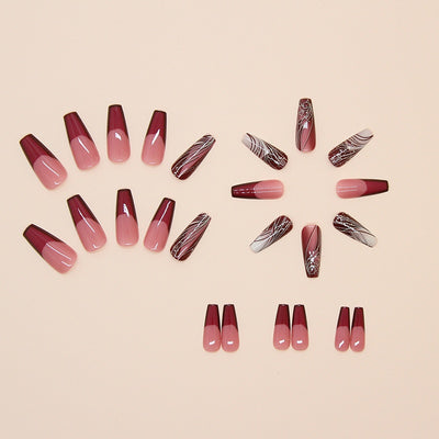 Uñas Postizas Adhesivas con Diseño de Líneas - Removibles y Reutilizables - Image 12
