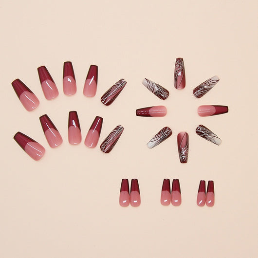 Uñas Postizas Adhesivas con Diseño de Líneas - Removibles y Reutilizables - Image 12