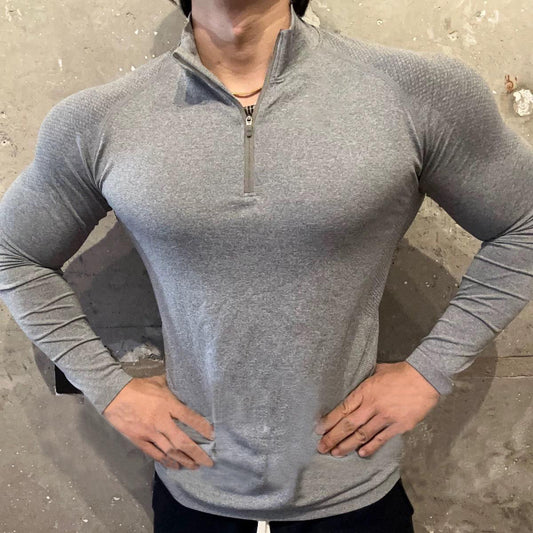 Polera Deportiva Ajustada con Cierre de Cremallera para Entrenamiento y Outdoor - Image 2