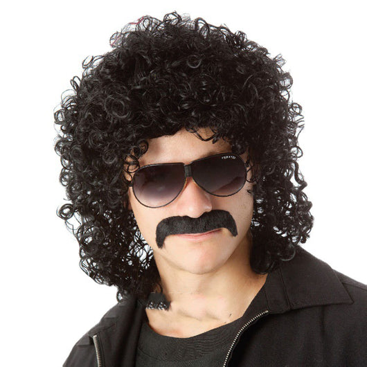 Peluca Rizada Larga Negra para Hombre - Estilo Festival Europeo y Americano - Image 2