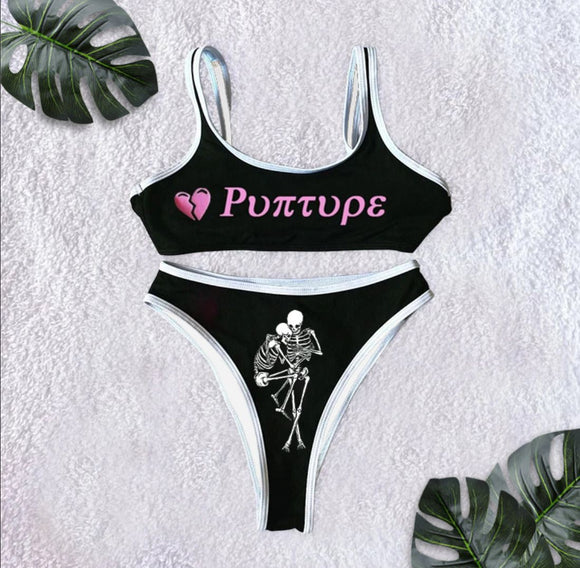 Bikini Dividido Calavera y Cielo Estrellado para Mujer