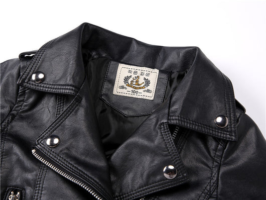 Chaqueta de Cuero Estilo Motociclista para Niños y Niñas - Image 16