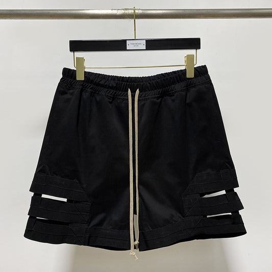 Shorts Holgados con Panel de Encaje y Cordón Ajustable