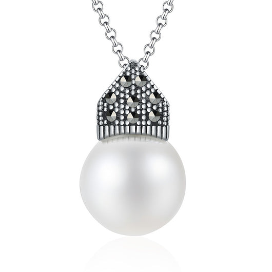 Collar de Plata Esterlina S925 con Perlas de Concha Negra para Mujer - Image 5