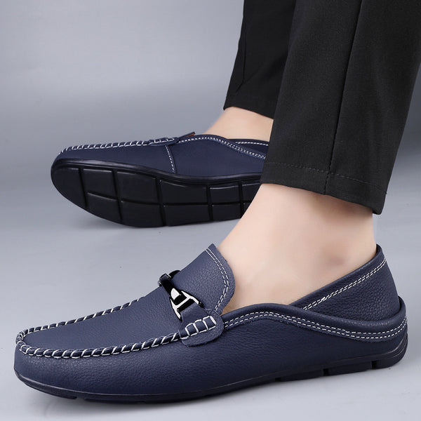 Zapatos Casuales Extra Grandes de Cuero con Suela Gommino Ancha