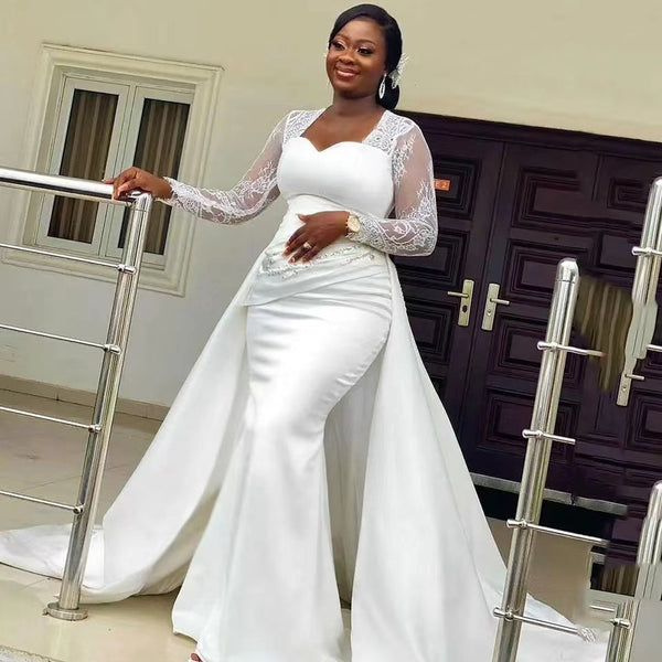 Vestido de Novia Blanco Satinado Cintura Alta Elegante