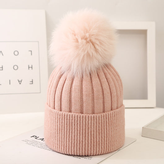 Gorro Tejido Infantil con Pompón de Pelaje de Zorro - Image 11