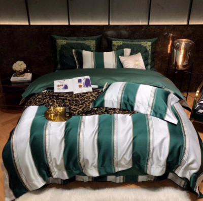 Juego de Cama Jacquard Lujo Retro Negro Dorado 120 Hilos de Algodón Puro - Image 12