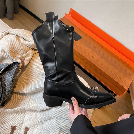 Botas Vaqueras Vintage Estilo Europeo y Estadounidense para Otoño e Invierno - Image 4