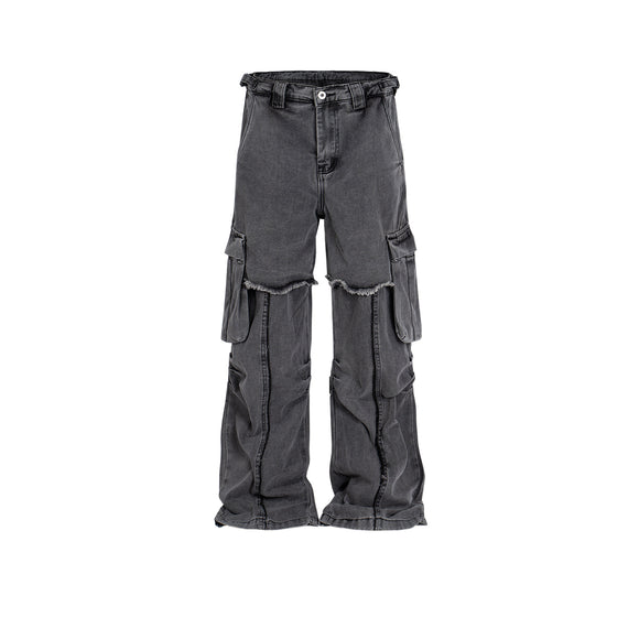 Pantalones Rectos para Hombre con Doble Costura y Detalle de Volantes
