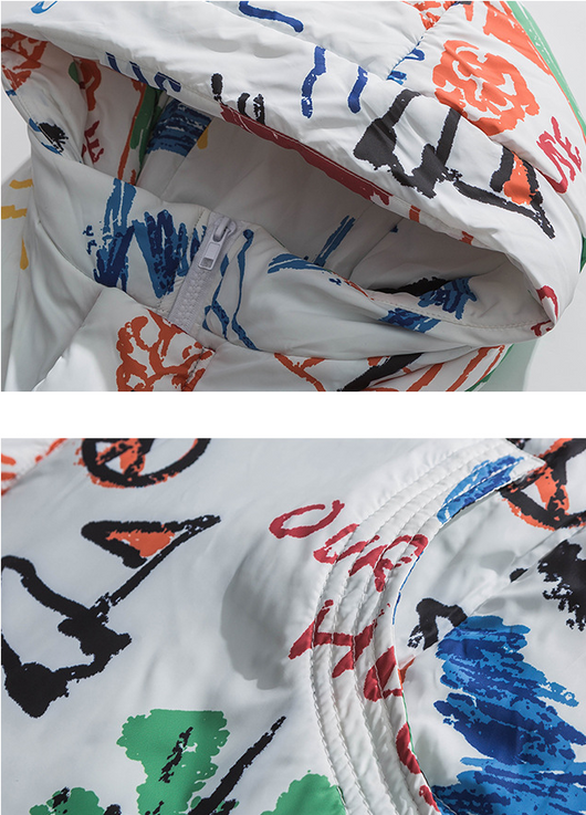 Abrigo Suelto de Algodón con Estampado Graffiti para Hombre - Image 12