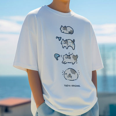 Playera Hombre Gato Baño Dibujo Animado Manga Corta Casual - Image 12