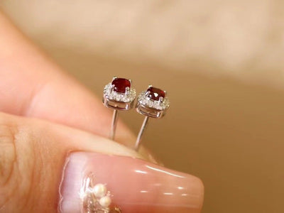 Aretes de Oro Puro con Rubí Natural y Diamantes Rojo Sangre de Paloma - Image 19