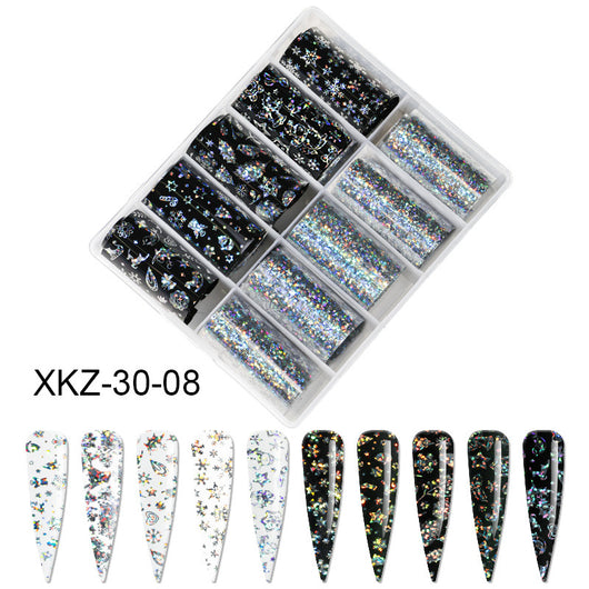 Láminas de Transferencia para Uñas con Diseños de Estrellas y Mariposas Láser - Image 46