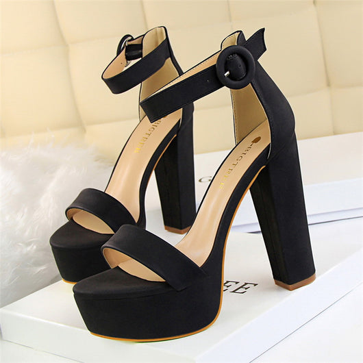 Sandalias de Tacón Alto Grueso para Desfile - Zapatos de Pasarela Profesionales - Image 13