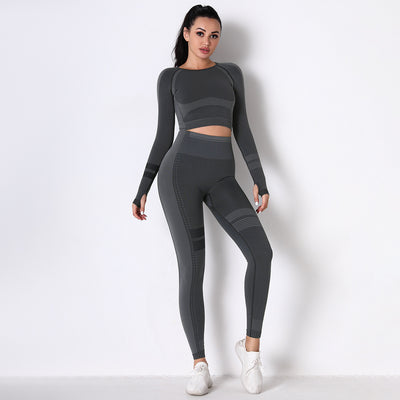 Conjunto de Yoga Tejido Transpirable sin Costuras Manga Larga - Image 12