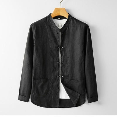 Camisa Retro Estilo Chino para Hombre con Cuello Mao - Image 4