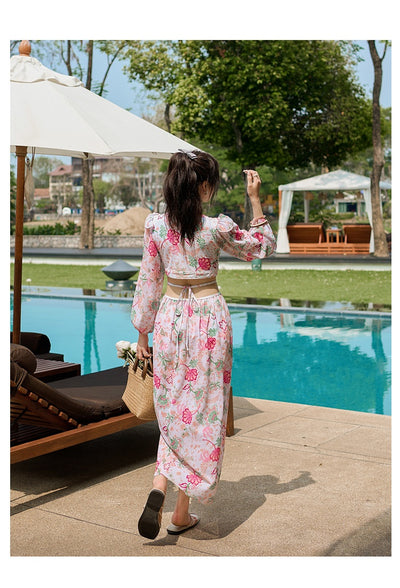 Traje de Baño Enterizo Protección Solar con Estampado Retro y Manga Larga - Image 11