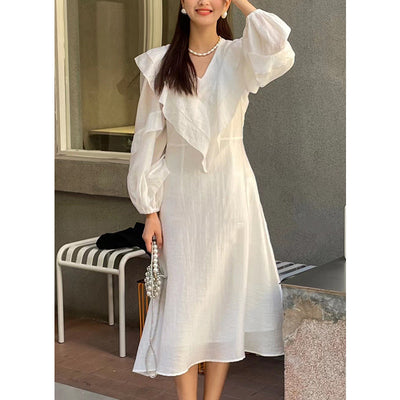 Vestido Camisero Mujer Cuello Loto Francés