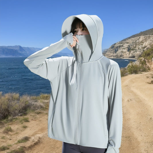 Ropa de Protección Solar Tipo Ice Silk con Ala Ancha para Mujer