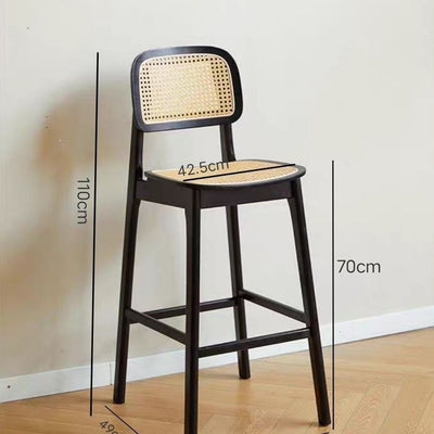 Taburete de Bar Ovalado en Ratán Tejido con Madera de Hule Maciza - Image 22
