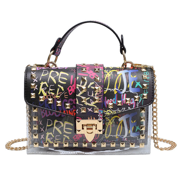 Bolso Bandolera Estilo Graffiti con Tachuelas - Versátil y Moderno