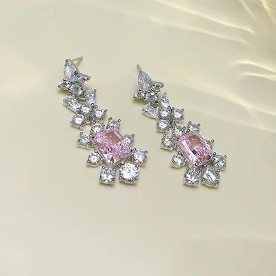 Aretes de Plata con Corte Diamante Flor de Hielo Rectangular - Image 9