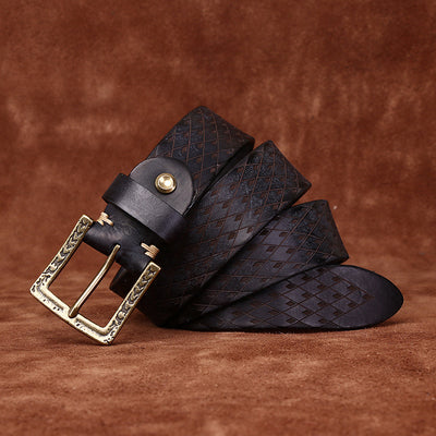 Cinturón de Cuero para Hombre con Hebilla Diamantada Tallada - Image 5