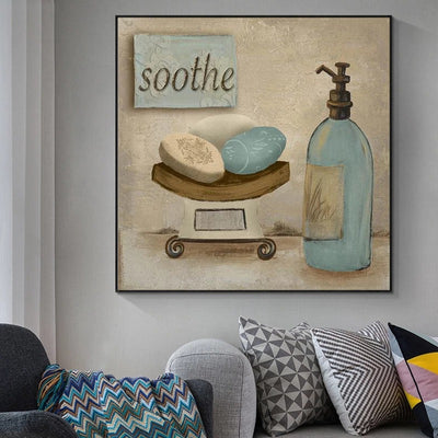 Cuadro Decorativo Baño Estilo Retro Moderno - Póster Mural