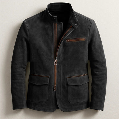 Chaqueta Casual Vintage con Cuello de Pie y Cierre de Cremallera para Hombre - Image 2