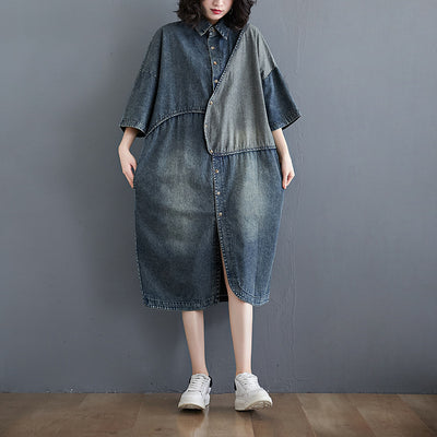 Vestido Denim Suelto Literario Vintage con Costuras Artesanales - Image 10