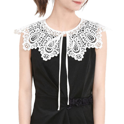 Chal Femenino con Cuello de Encaje Organza Bordado y Flores - Image 6