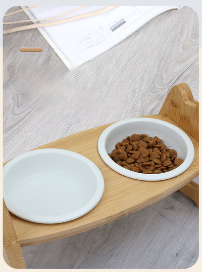 Comedero Doble de Cerámica con Soporte de Madera Ajustable para Perros y Gatos - Image 11