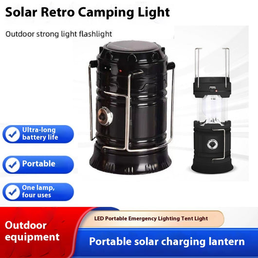 Lámpara Solar Portátil Multifunción para Camping, Emergencias y Puestos Comerciales