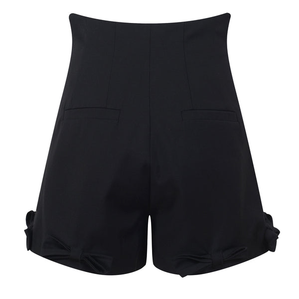 Shorts Talle Alto Slim con Detalles de Moños Brillantes